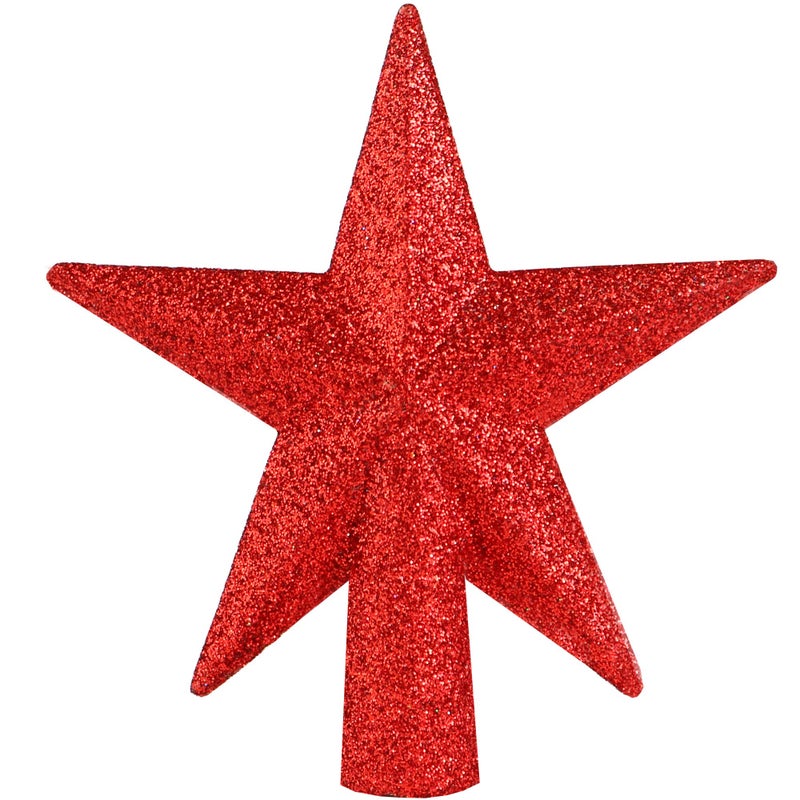 Ornativity Glitter Star Tree Topper - Christmas Red Decorative Holiday Tabletop Desktop Mini Trees Toppers Sparkle Bethlehem Star Decor Xmas Ornament 4" - Image 1